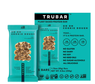 TRUBAR Protein Bar, Oh Oh Cookie Dough, Plant Based Protein, Vegan, Gluten Free, Kosher, 5 Count