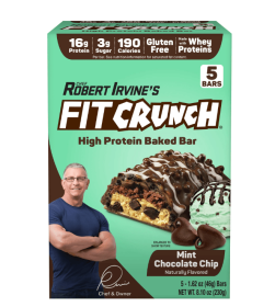 FITCRUNCH Mint Chocolate Chip, High Protein Baked Bar, 16g Protein, 5ct