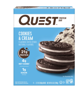 Quest Protein Bar, Cookies & Cream, 21g Protein, Gluten Free, 4 Count