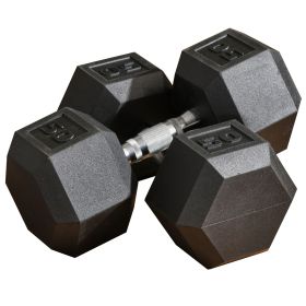 Soozier 2 x 50lbs Hex Dumbbell Set of 2, Rubber Weights Exercise Fitness Dumbbell with Non-Slip Handles, Anti-roll, for Women or Men Home Gym Wor (Color: as Pic)