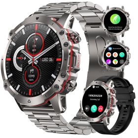 Smart Watch for Men, 1.43" AMOLED HD Full Touch Screen, 100+ Sports Modes, Answer Calls Wirelessly, Fitness Tracker Pedometer Customizable Faces (Color: Silver+black)
